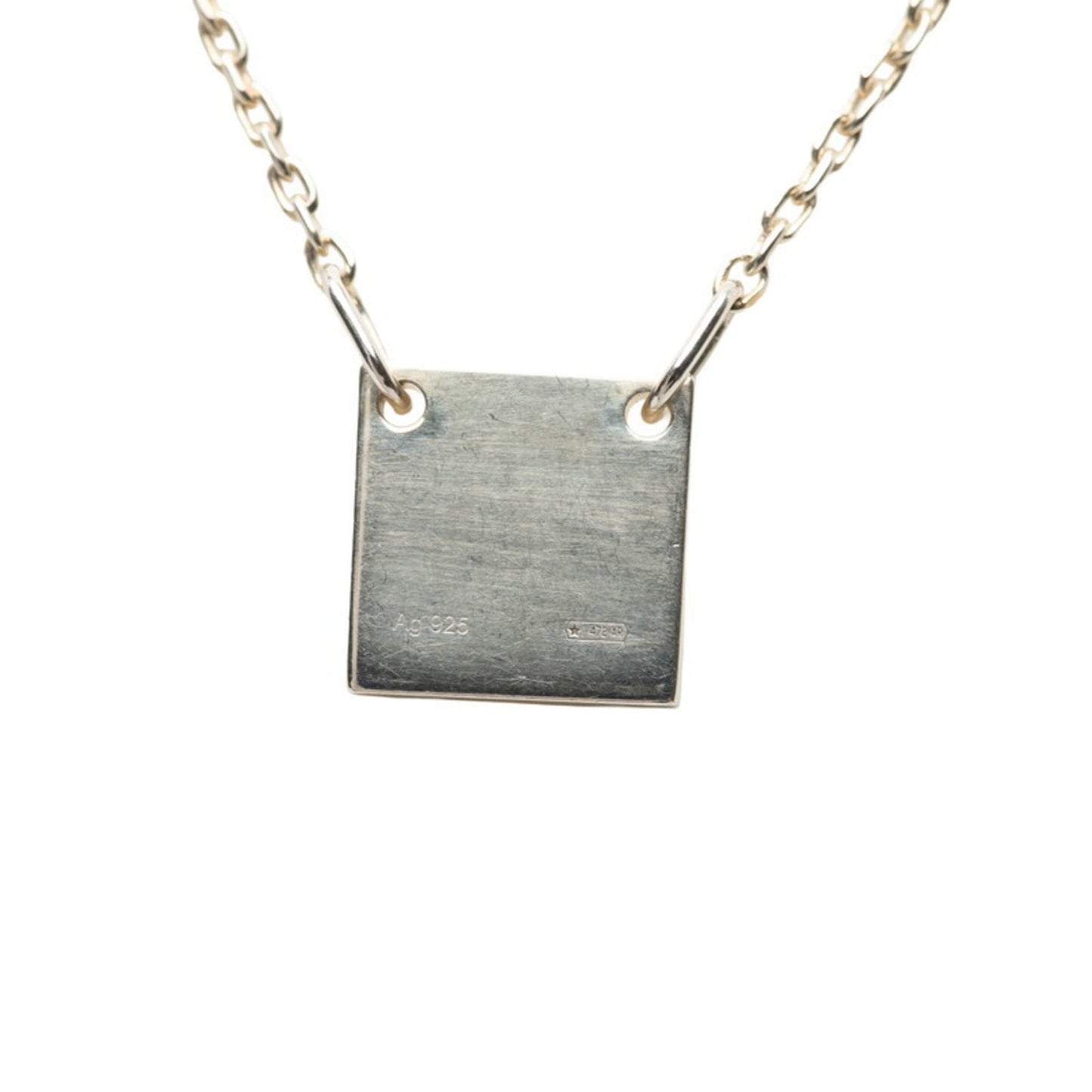 Gucci logo square pendant necklace in SV925 silver for women.
