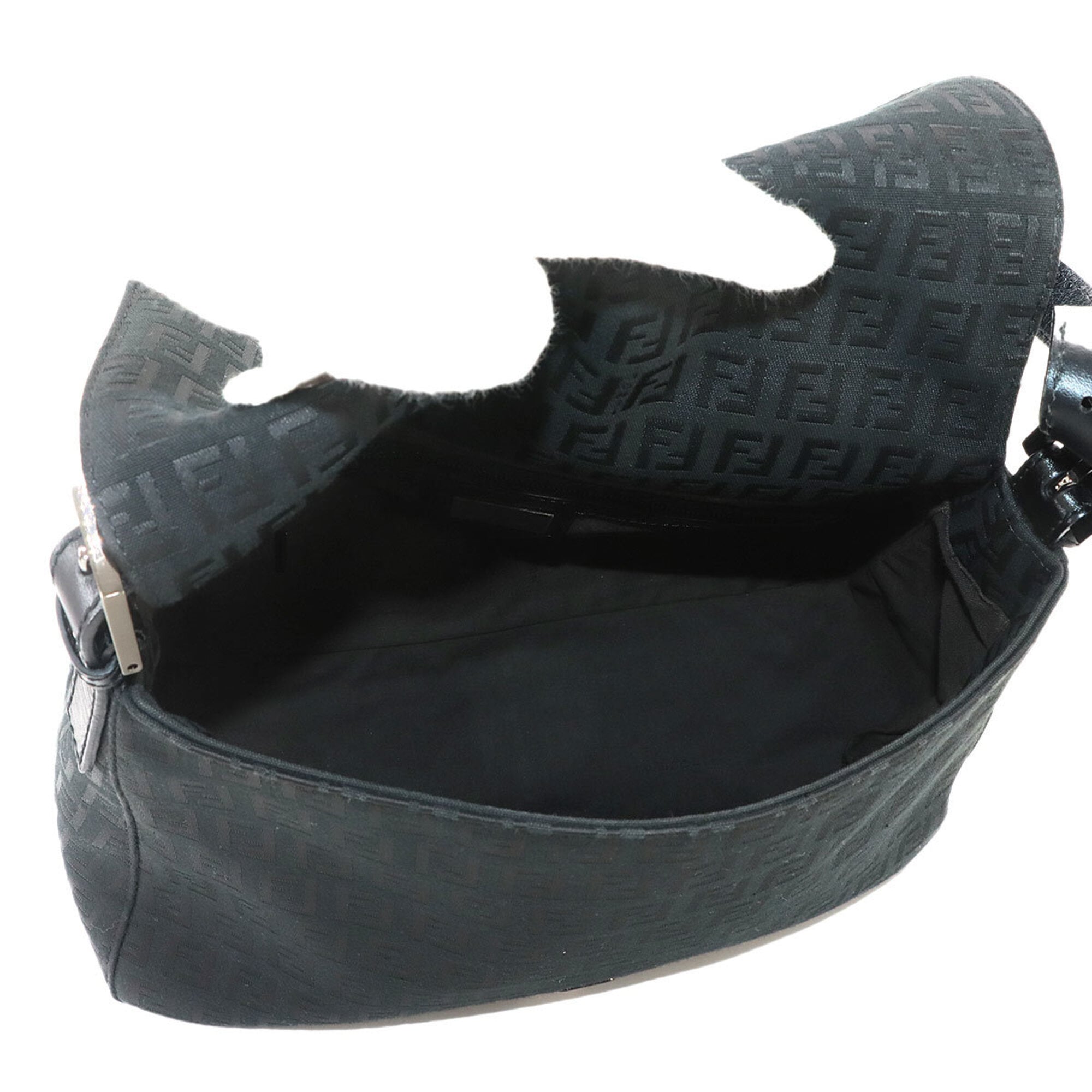 Fendi Zucchino Mamma Baguette Shoulder Handbag, Canvas, Black, 8BR001, Gunmetal Hardware — Like New