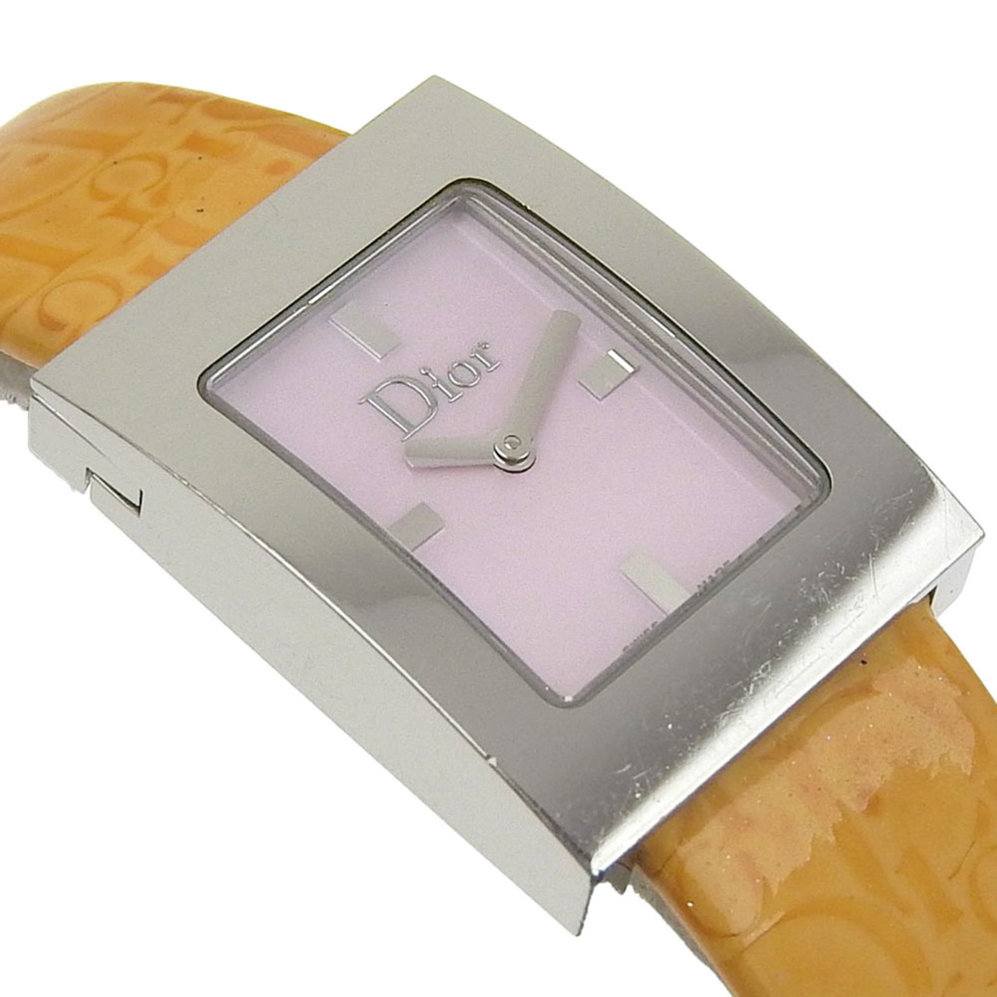 Christian Dior Maris Watch D78.109 Stainless Steel x Leather Quartz Analog Display Pink Shell Dial Women's — Good