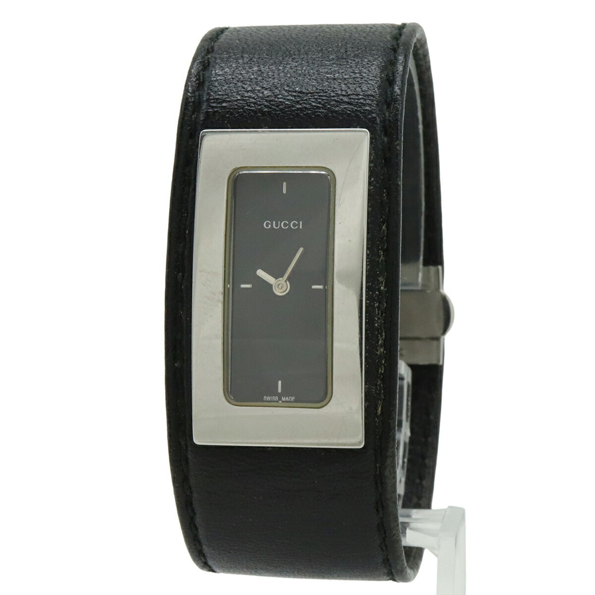 GUCCI Women's Quartz Watch 7800S, Black Dial, Stainless Steel, Leather Strap — Good