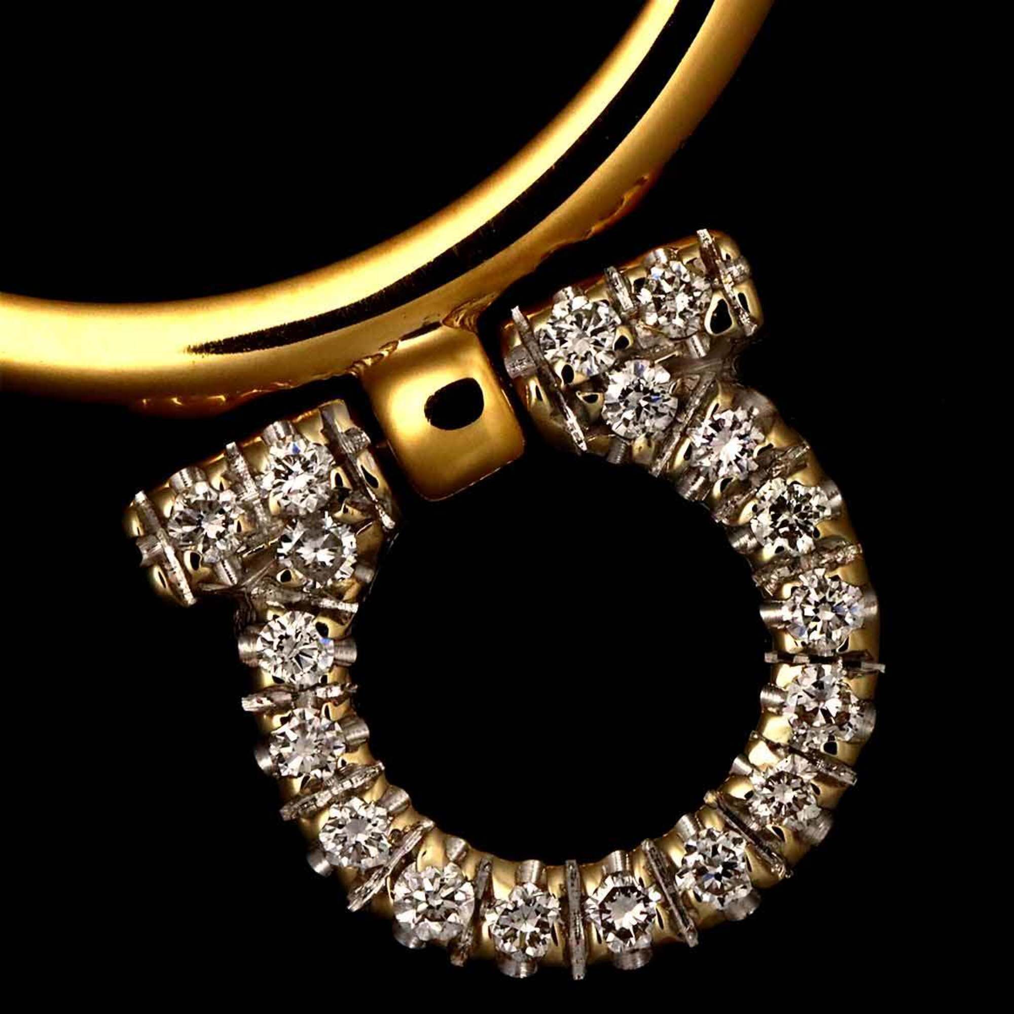 Salvatore Ferragamo Gancini Ring with Diamonds, 18K Yellow Gold (YG) WG (750) — Like New