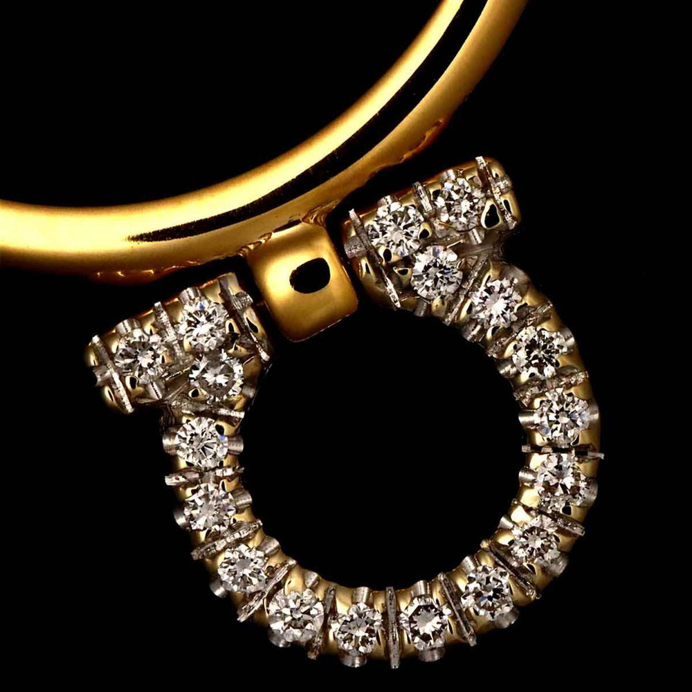 Salvatore Ferragamo Gancini Ring with Diamonds, 18K Yellow Gold (YG) WG (750) — Like New