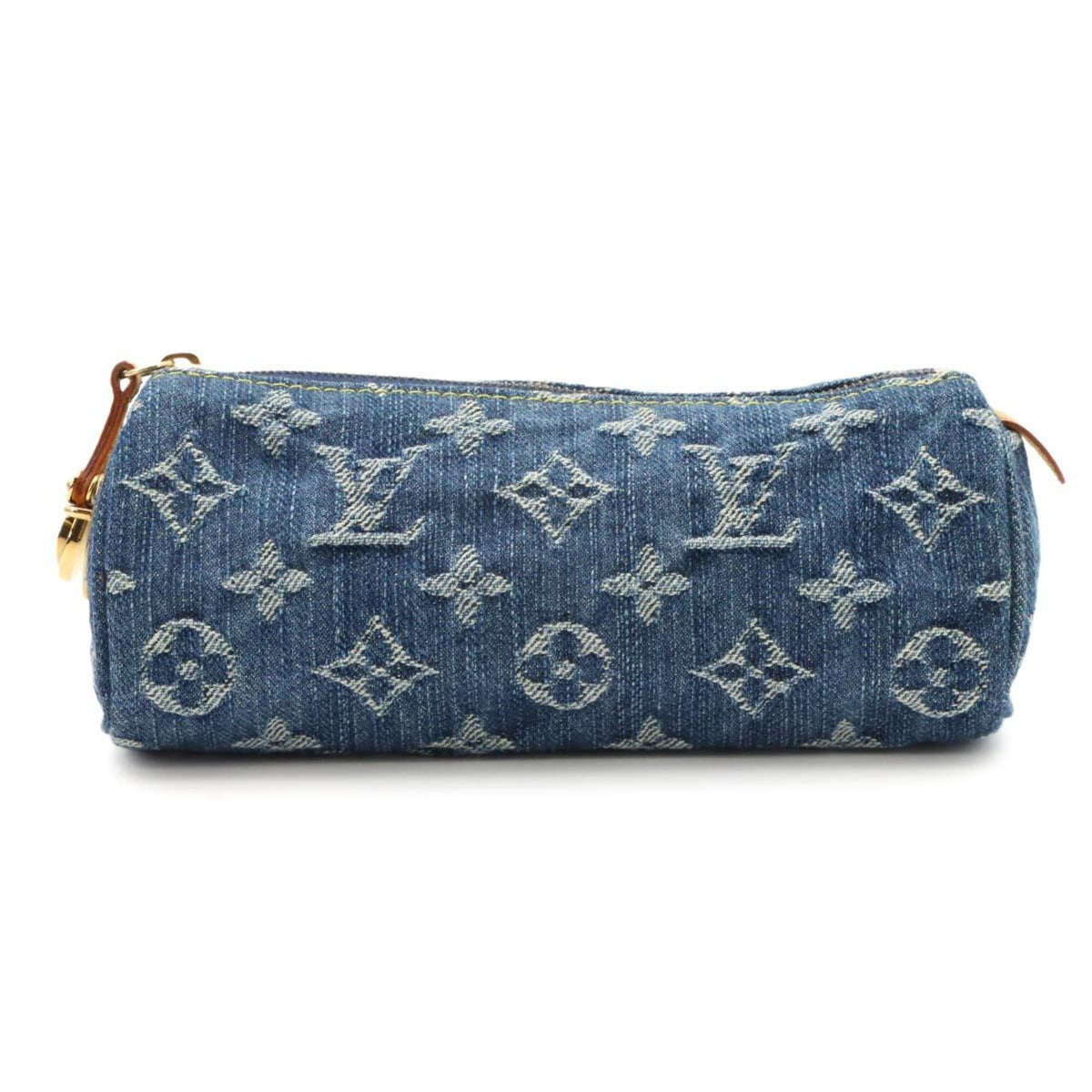 Louis Vuitton Monogram Denim Trousse Speedy GM Handbag Pouch Blue M95081 Gold Hardware — Like New
