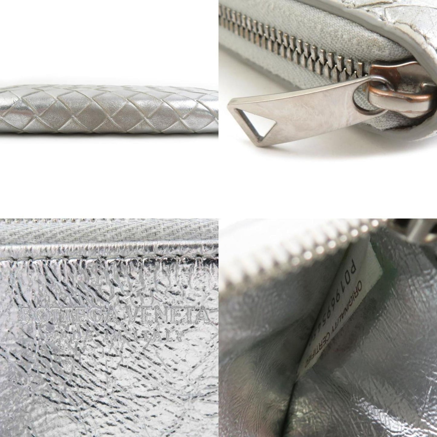 Bottega Veneta round long wallet in intrecciato leather silver for men and women, h31637g