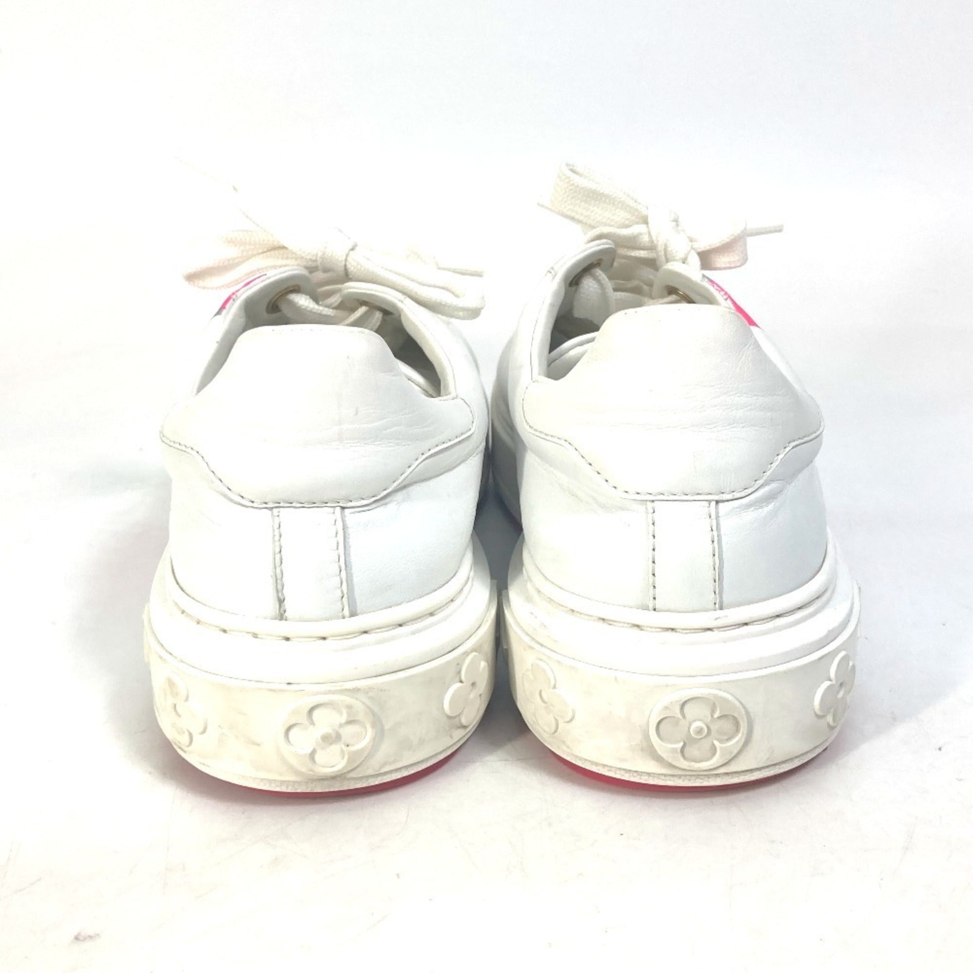 LOUIS VUITTON Time Out Line Lace-Up Logo Sneakers Leather Women's White