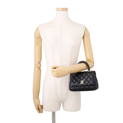 Chanel handbag, Coco Mark, Matelassé, Handle, XXS, caviar leather, AS2215, CHANEL 2-way, black, women's — Like New