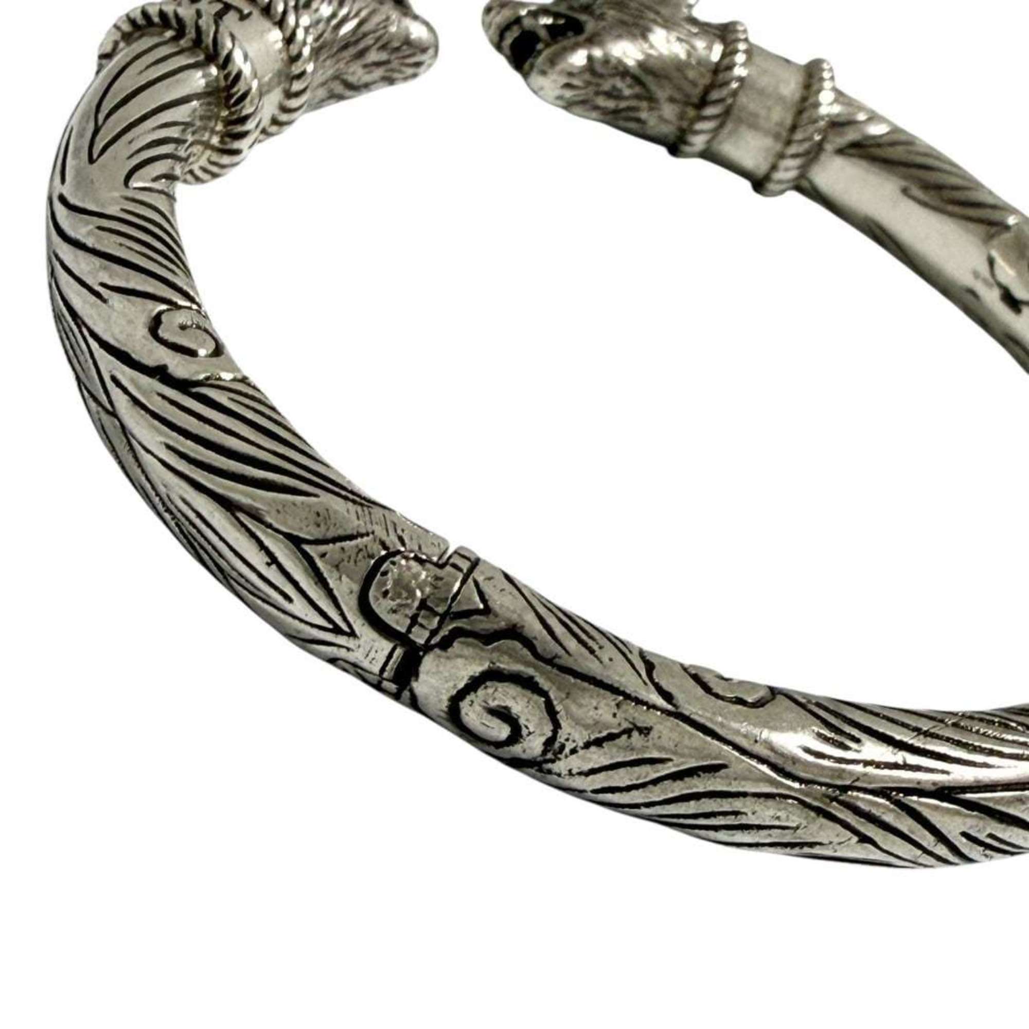 Gucci Men's Anger Forest Wolf Bangle Bracelet in Silver