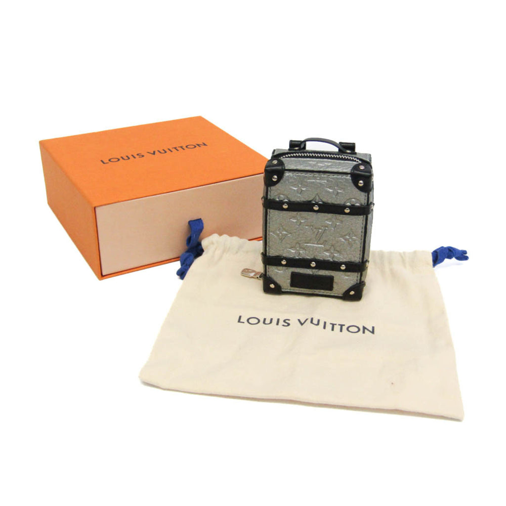 Louis Vuitton Leather Handbag Charm Silver,Black Pochette Soft Trunk Backpack M01392 — Like New