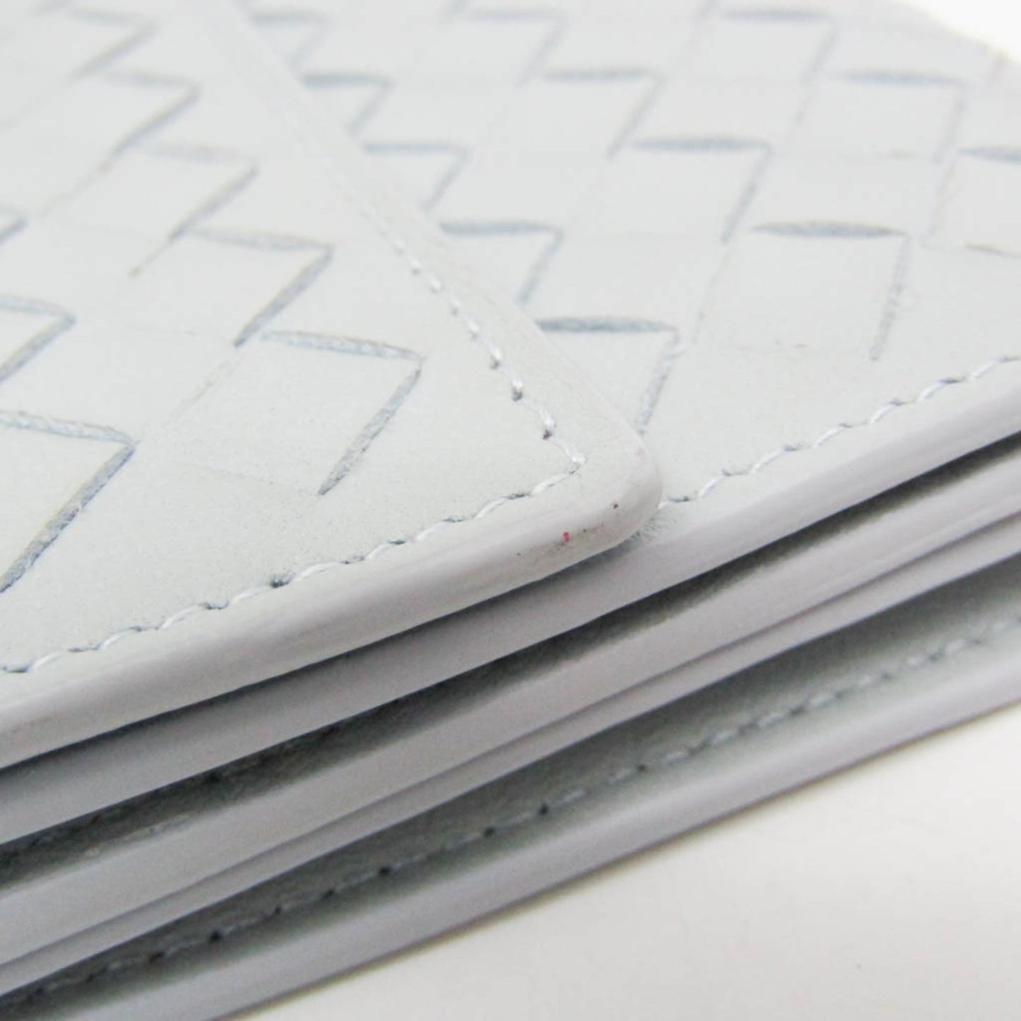 Bottega Veneta Intrecciato Men,Women Leather Long Wallet (bi-fold) Light Blue Gray