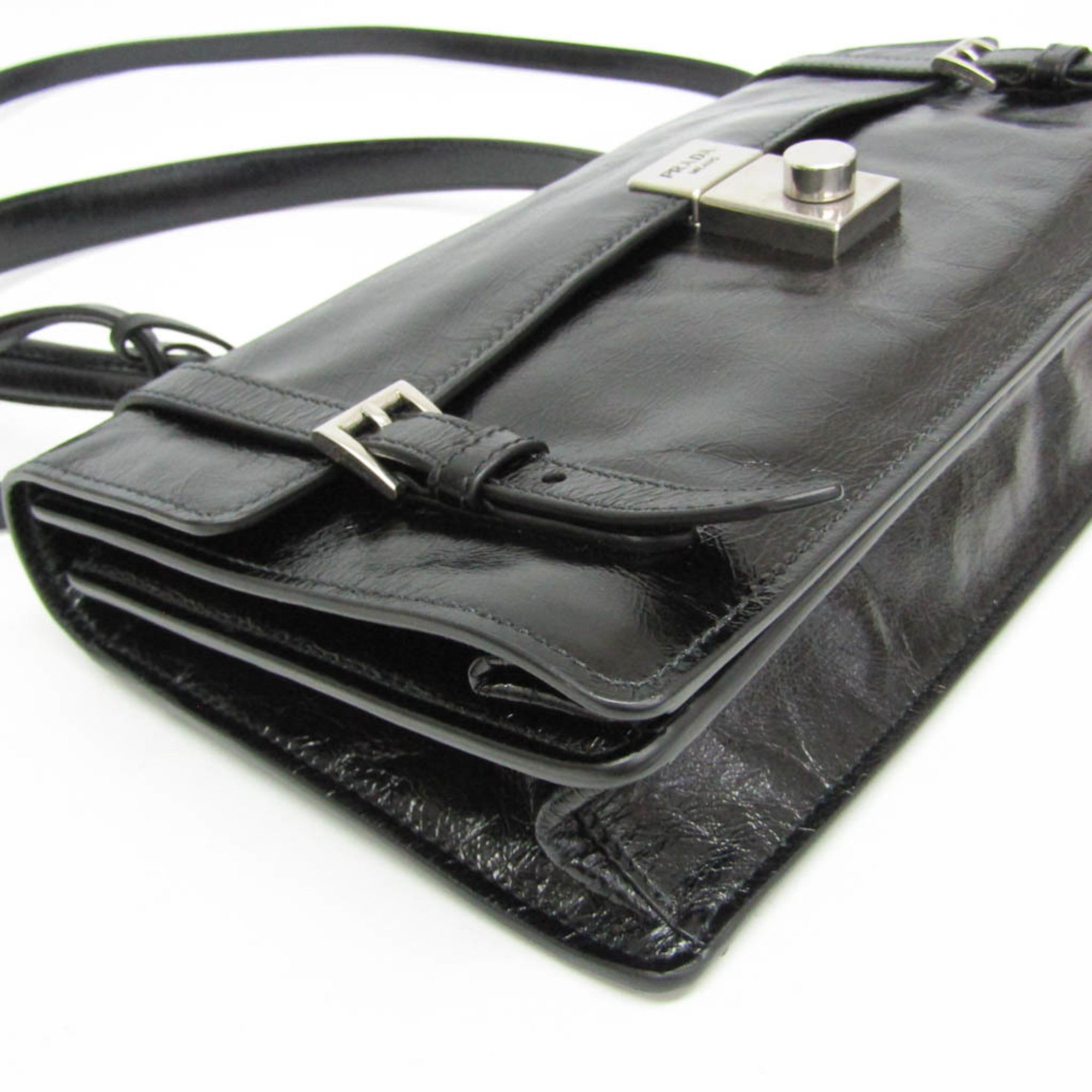 Prada 1BN026 Women's Leather Handbag,Shoulder Bag Black — Like New