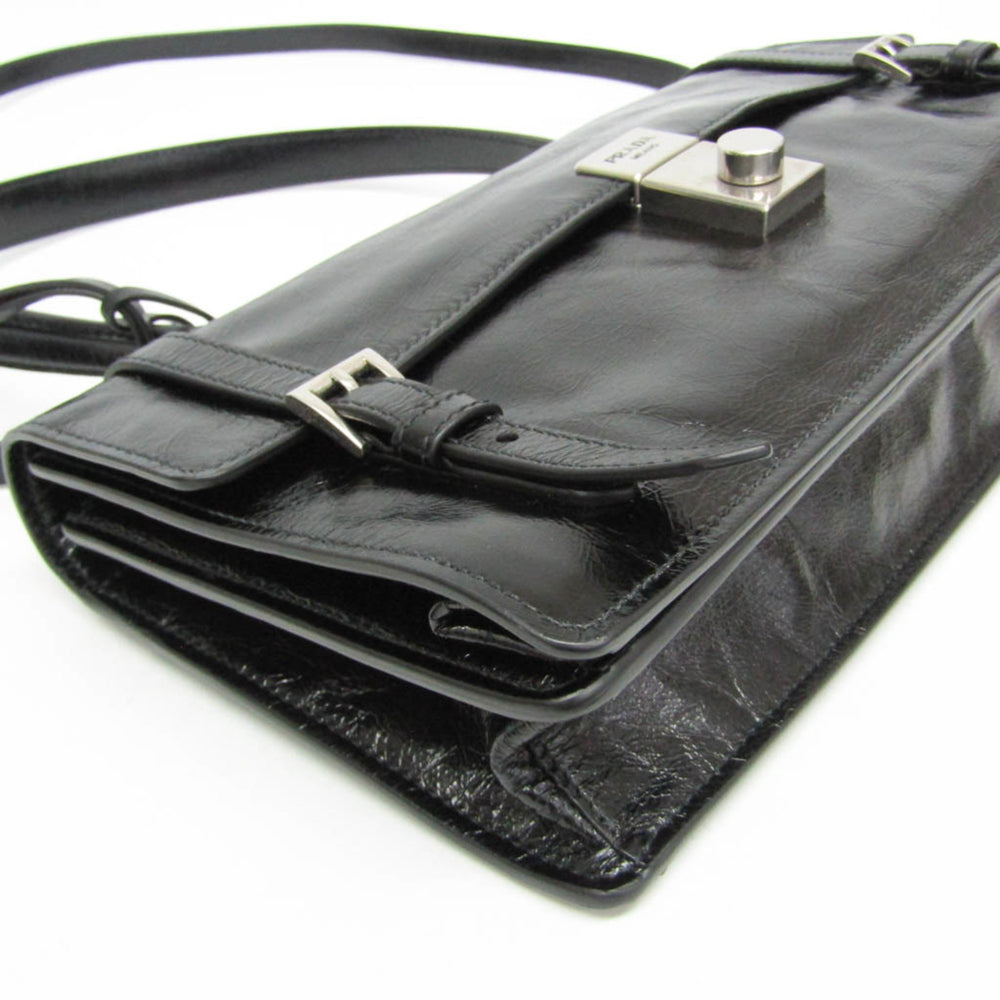 Prada 1BN026 Women's Leather Handbag,Shoulder Bag Black — Like New