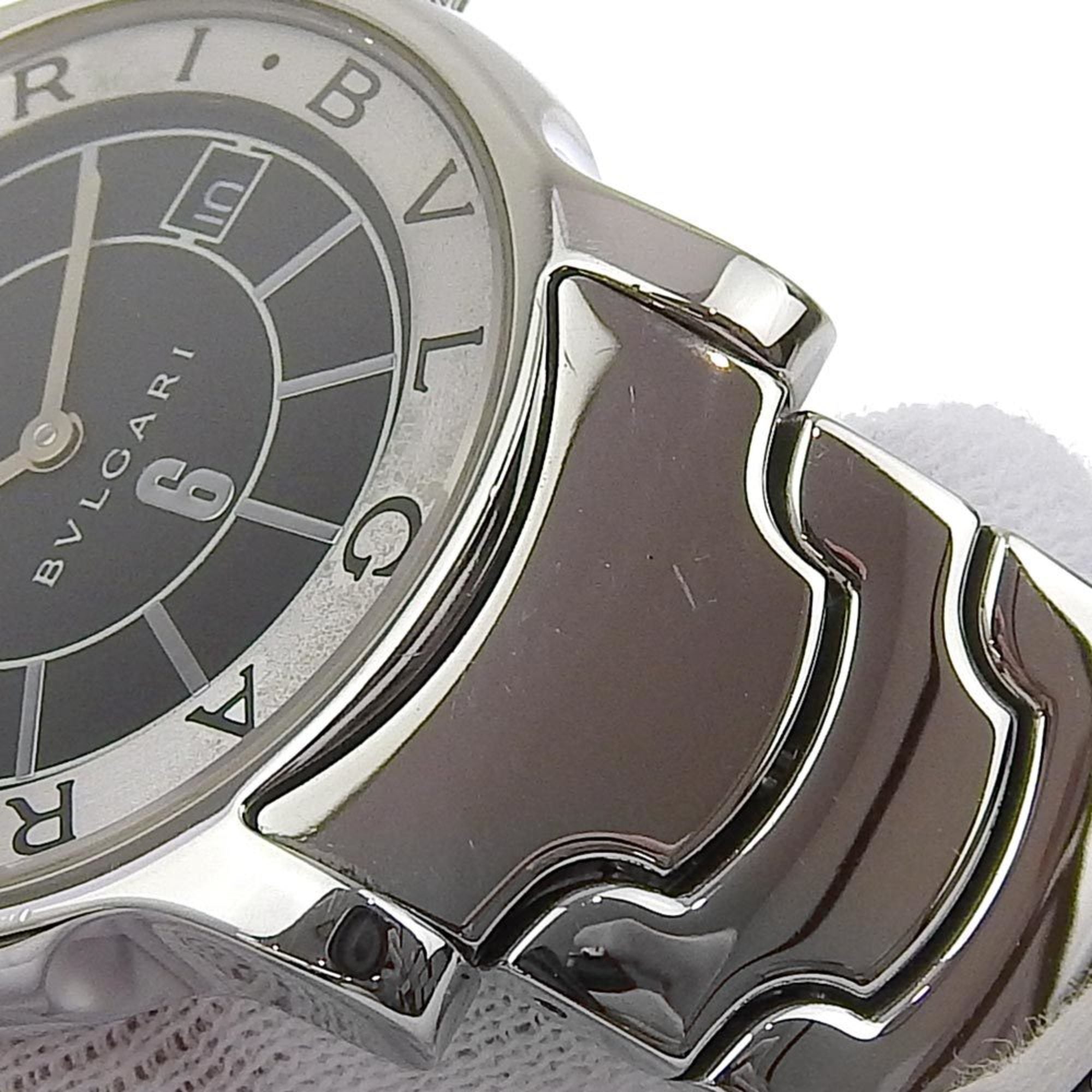 BVLGARI Solo Tempo Watch ST35S Stainless Steel Quartz Analog Display Black Dial Men's — Good