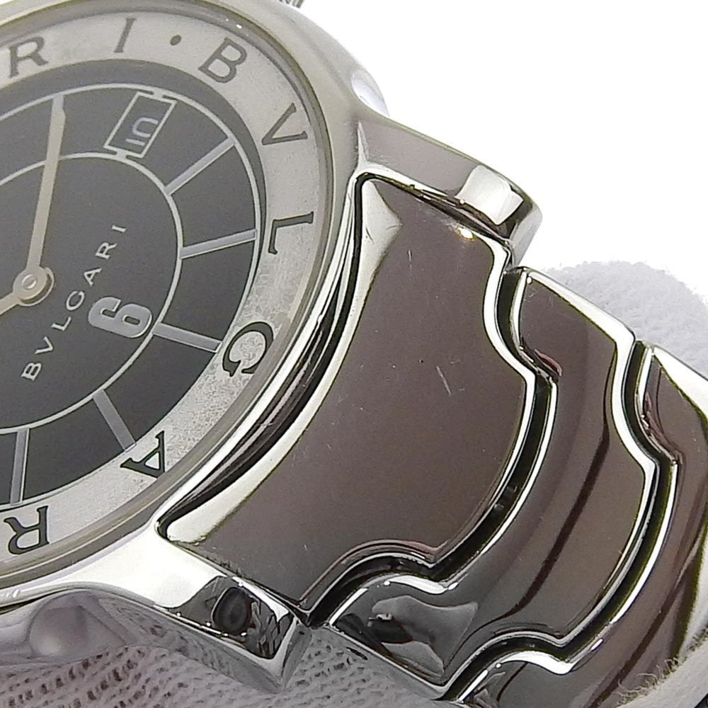 BVLGARI Solo Tempo Watch ST35S Stainless Steel Quartz Analog Display Black Dial Men's — Good