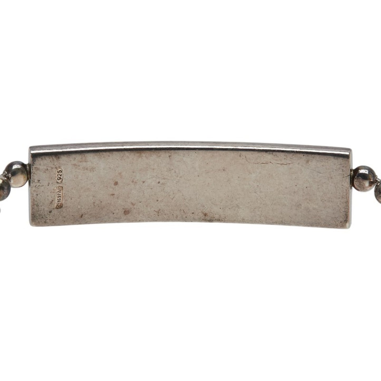 Gucci logo plate ball chain necklace choker in SV925 silver for women.