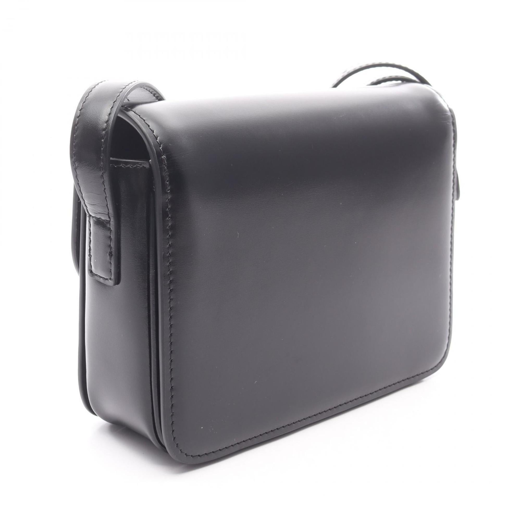 Celine Teen Triomphe Shoulder Bag, Leather, Women's, Black, 199233BF4