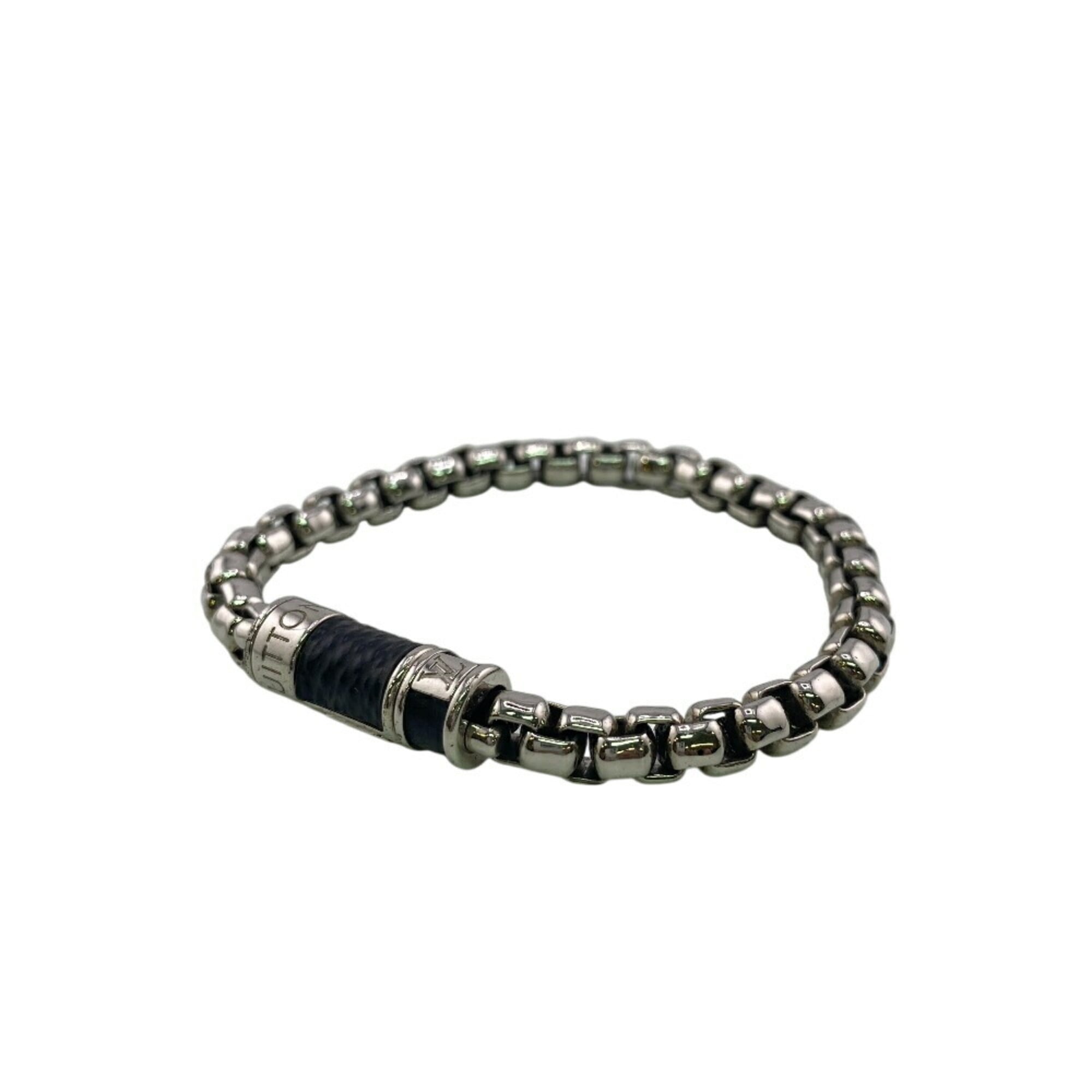 LOUIS VUITTON M62592 Monogram Eclipse Chain Bracelet in Silver for Men