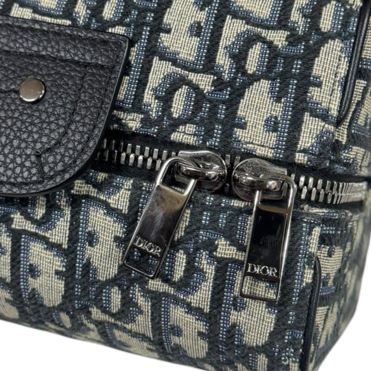 Christian Dior Dior Lango Toiletry Case Oblique Handbag Leather 2ADCA418YKY Beige Men's