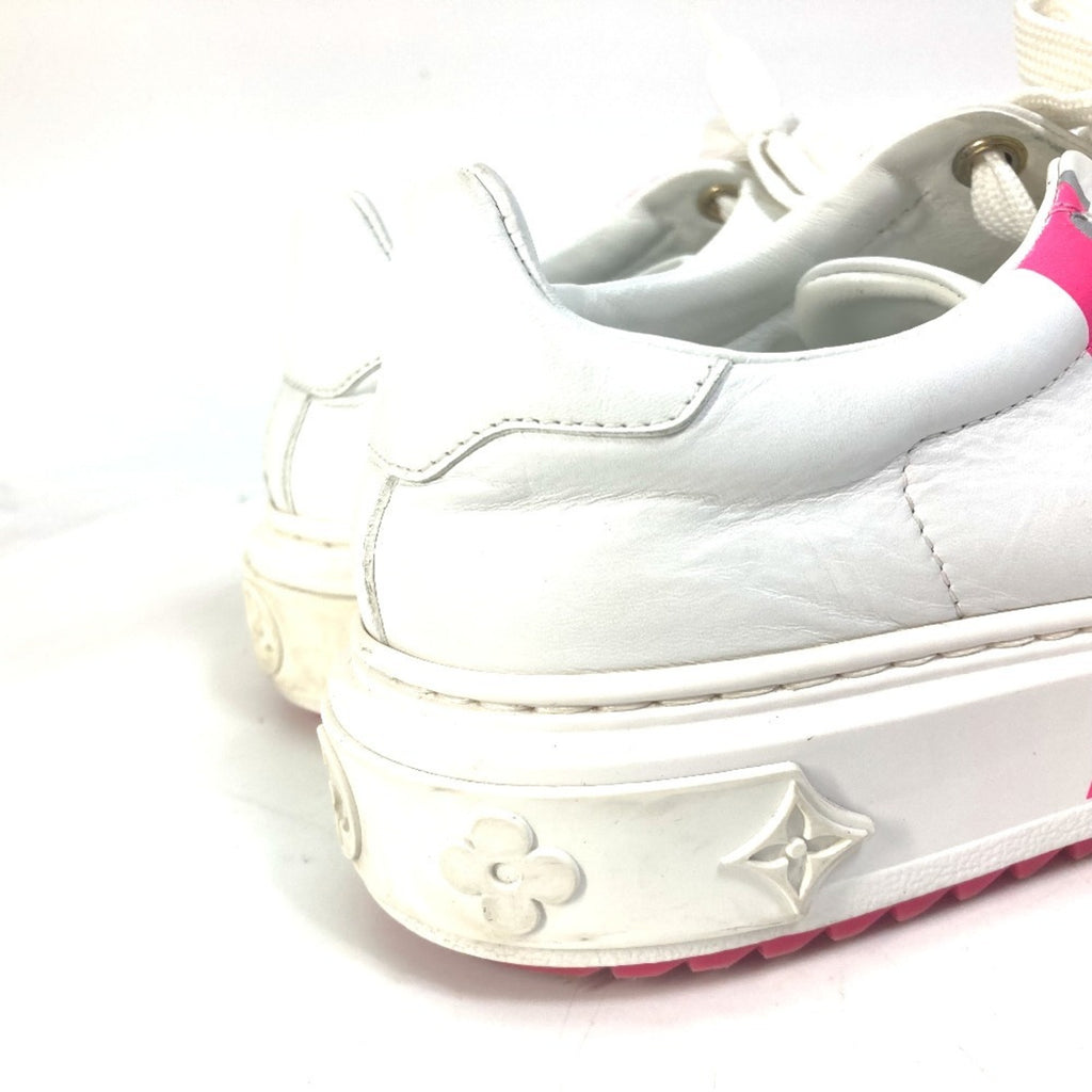LOUIS VUITTON Time Out Line Lace-Up Logo Sneakers Leather Women's White