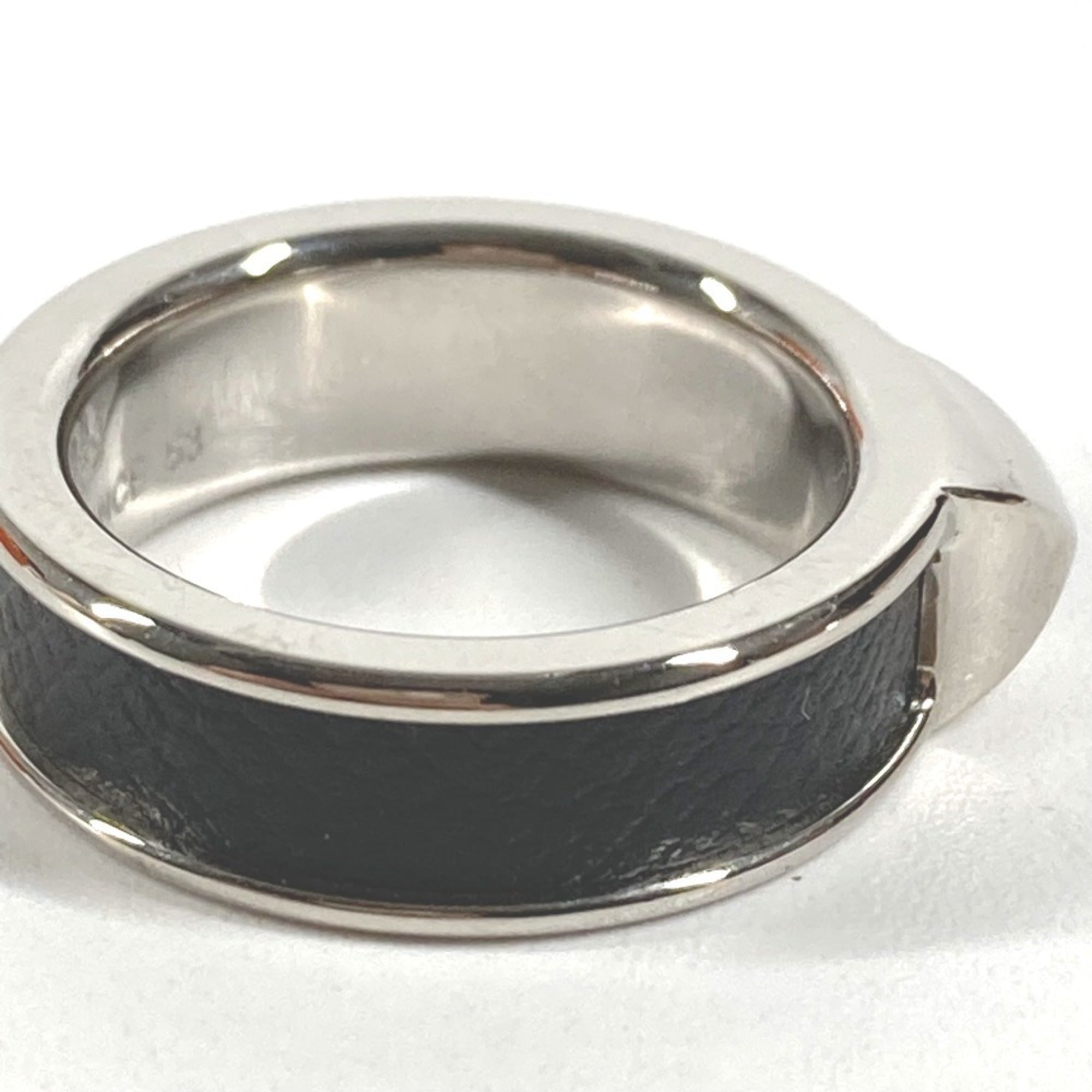 HERMES Hermes Athens Accessory Ring - Metal Leather Women's Black Size 1 — Like New