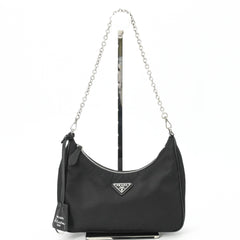 PRADA Tessuto Nylon Leather Shoulder Bag Handbag for Women, Triangle Design, Black IBH204 — Like New