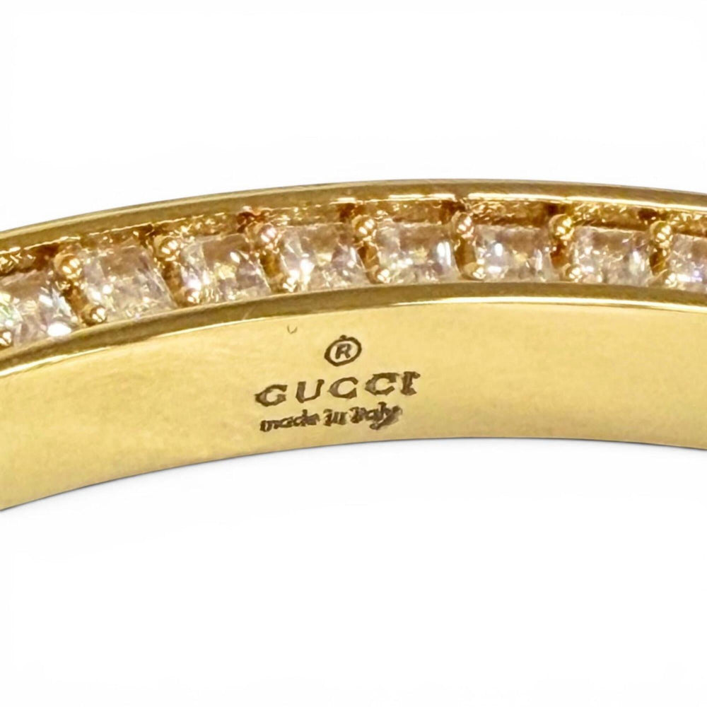GUCCI Interlocking G Rhinestone Blondie Bangle Bracelet, Gold, Size S, Made in Italy, Women's, with Box and Dust Bag — Like New