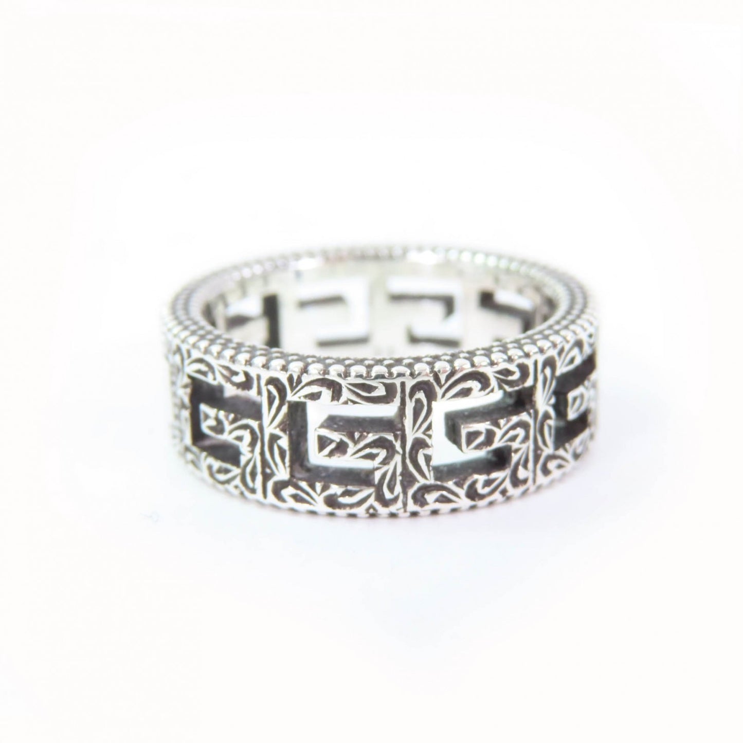 GUCCI Arabesque Square G AG925 Silver Ring, Size 11, Comes with Box and Dust Bag, Made in Italy, Weight 4.4g, Women's
