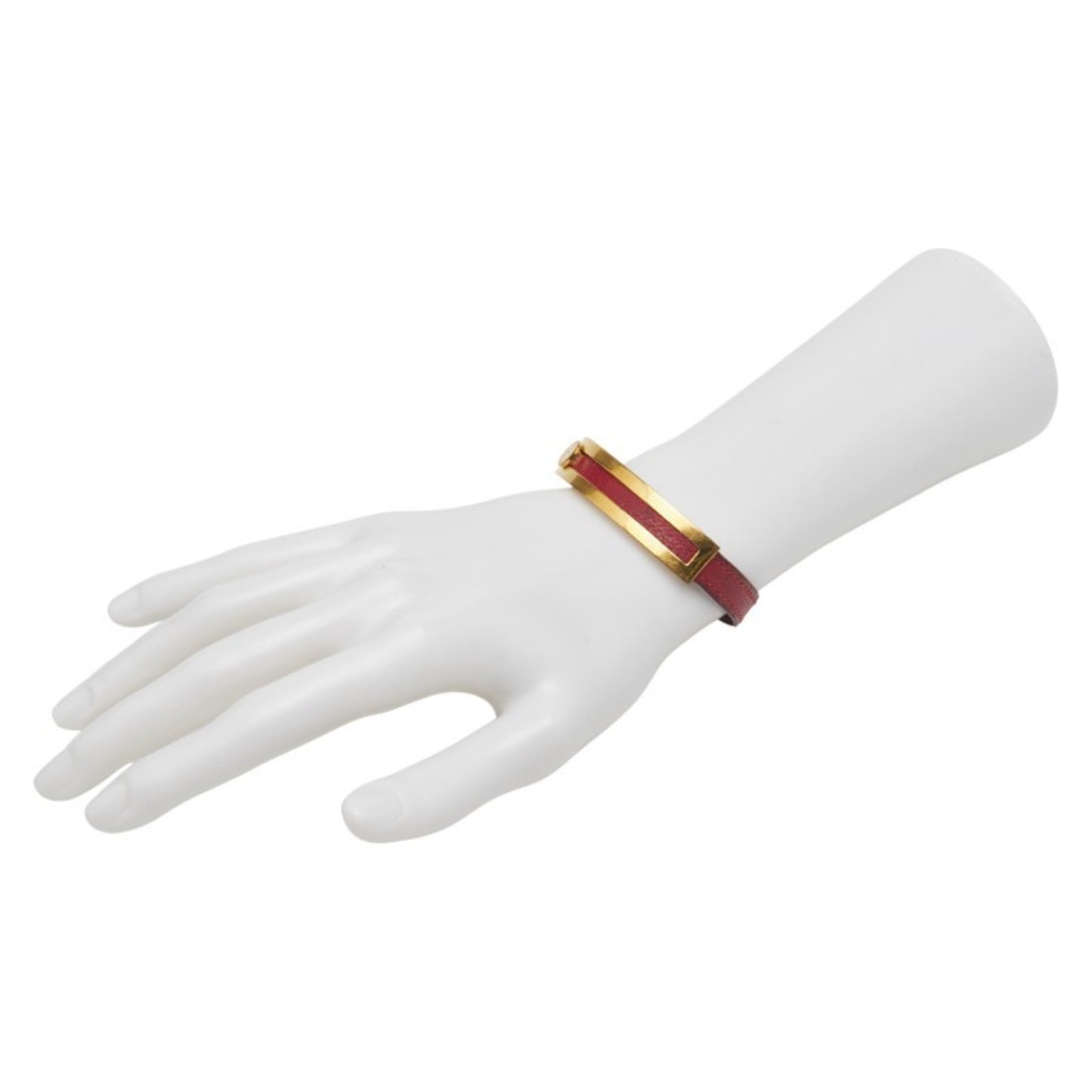 Hermes Puspus Bangle Red Leather Women's HERMES