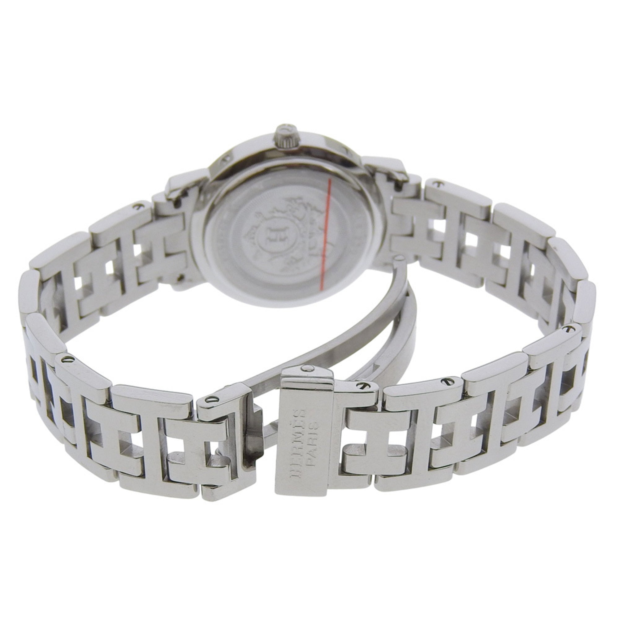 Hermès Clipper Nacre Women's Watch, 12 Diamonds, CL4.230, Stainless Steel, Quartz Movement, Analog Display, White Shell Dial — Very Good