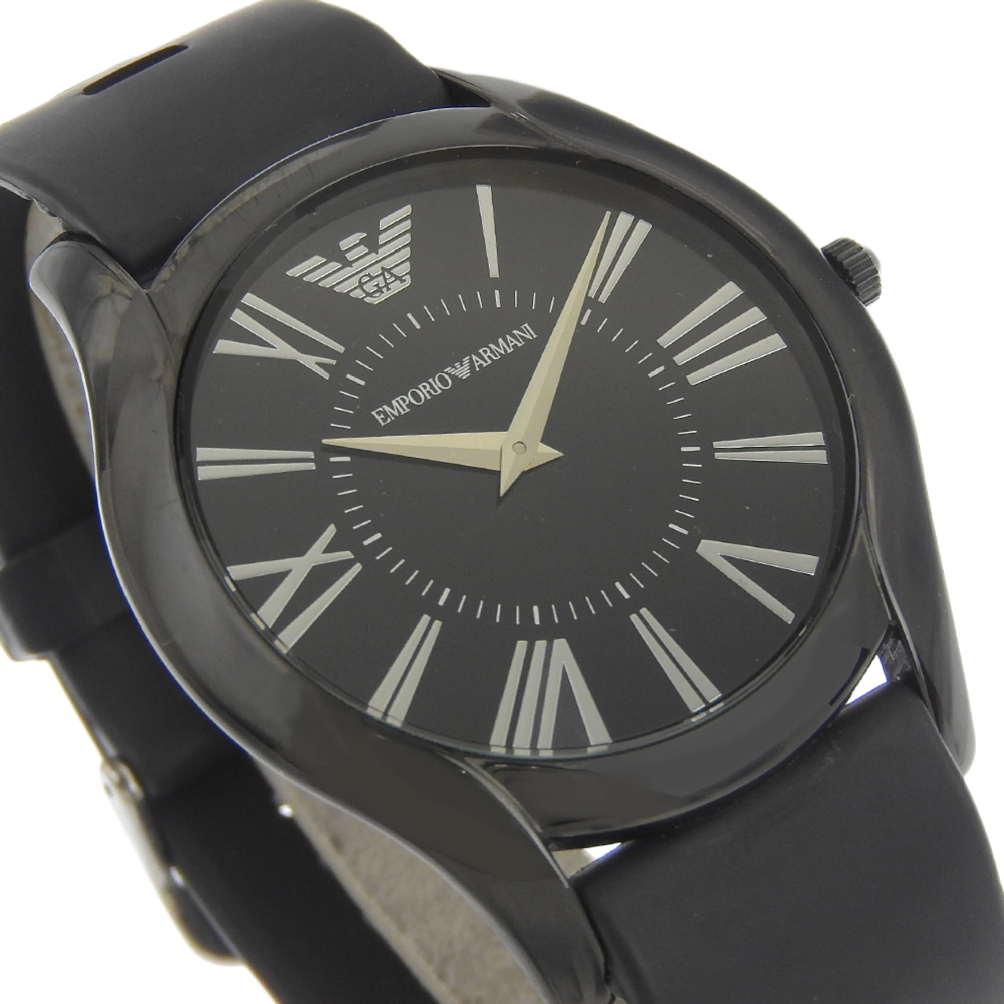 Emporio Armani AR-2059 Men's Watch, Stainless Steel x Rubber, Quartz, Analog, Black Dial — Good