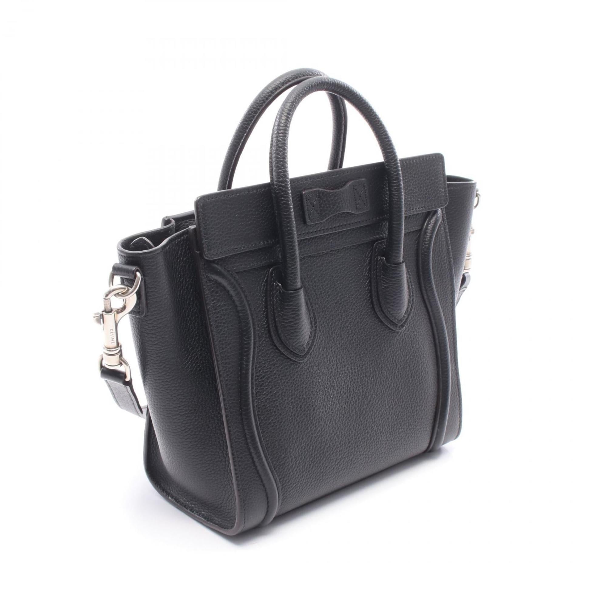 Celine Luggage Nano Shopper Handbag, Leather, Women's, Black