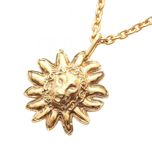 CHANEL Coco Mark Lion Necklace Jewelry GP (Gold Plated) Women's Gold