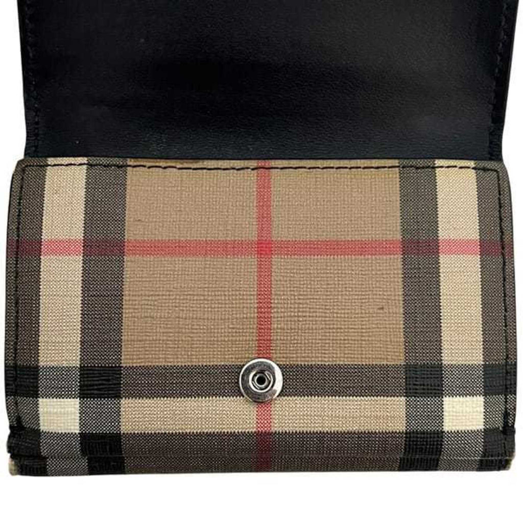 Burberry Tri-fold Wallet ec-24698 Beige Black Nova Check 8095291 Compact PVC Leather ROPELFI71SEE BURBERRY Brown Double Mini for Men and Women Pattern