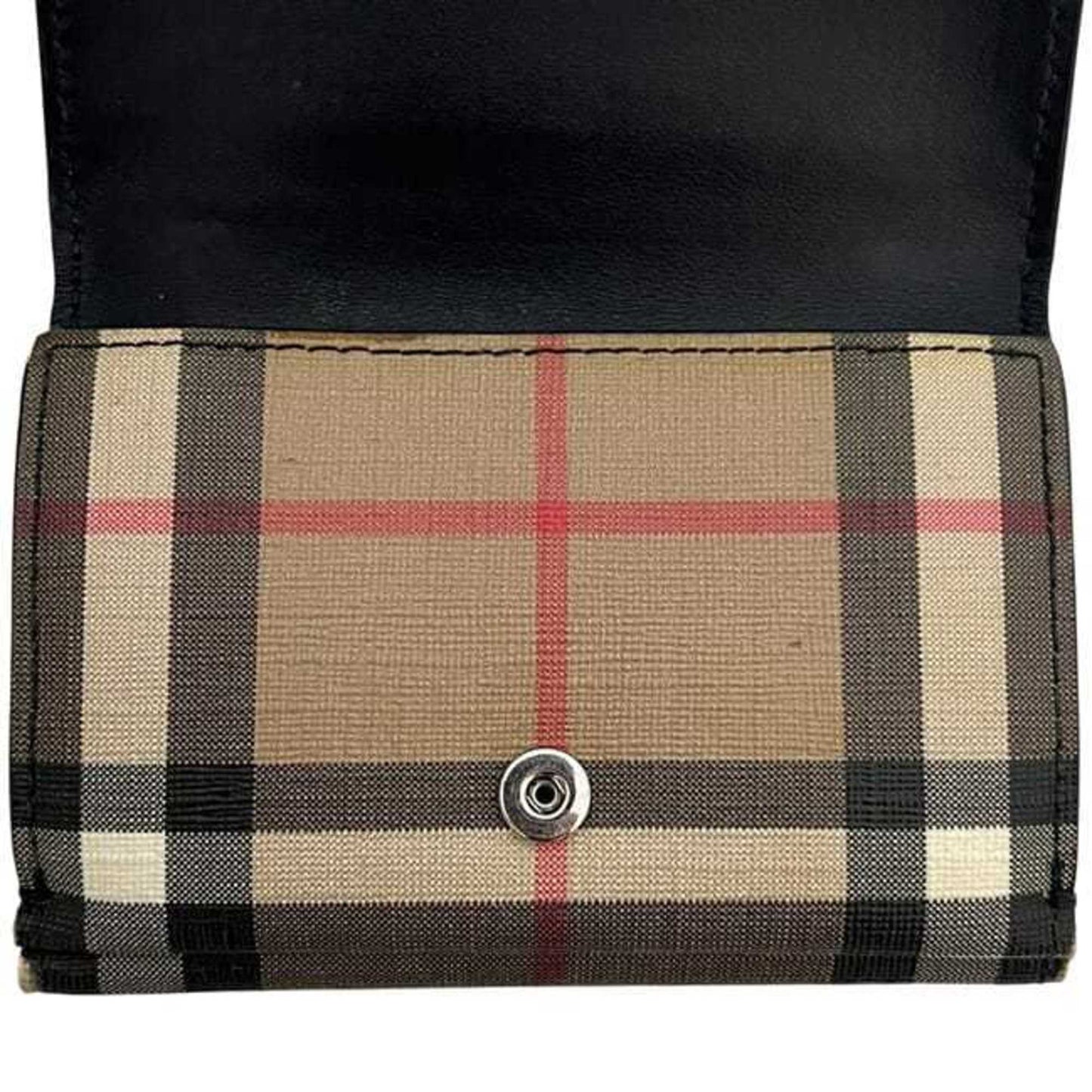 Burberry Tri-fold Wallet ec-24698 Beige Black Nova Check 8095291 Compact PVC Leather ROPELFI71SEE BURBERRY Brown Double Mini for Men and Women Pattern