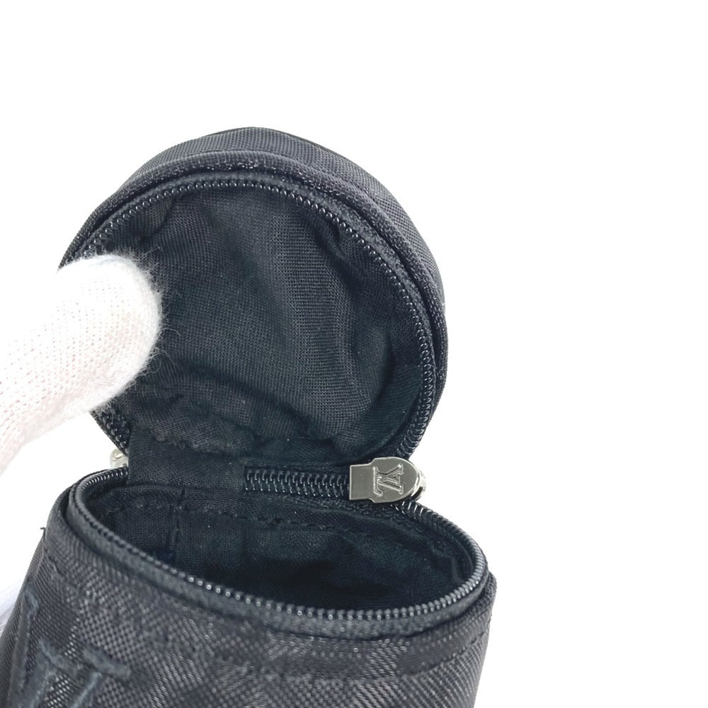LOUIS VUITTON M77147 Monogram Mesh Pouch Only Cylinder Case Key Holder Bag Charm Cotton Polyester Women's Black — New - Store Return