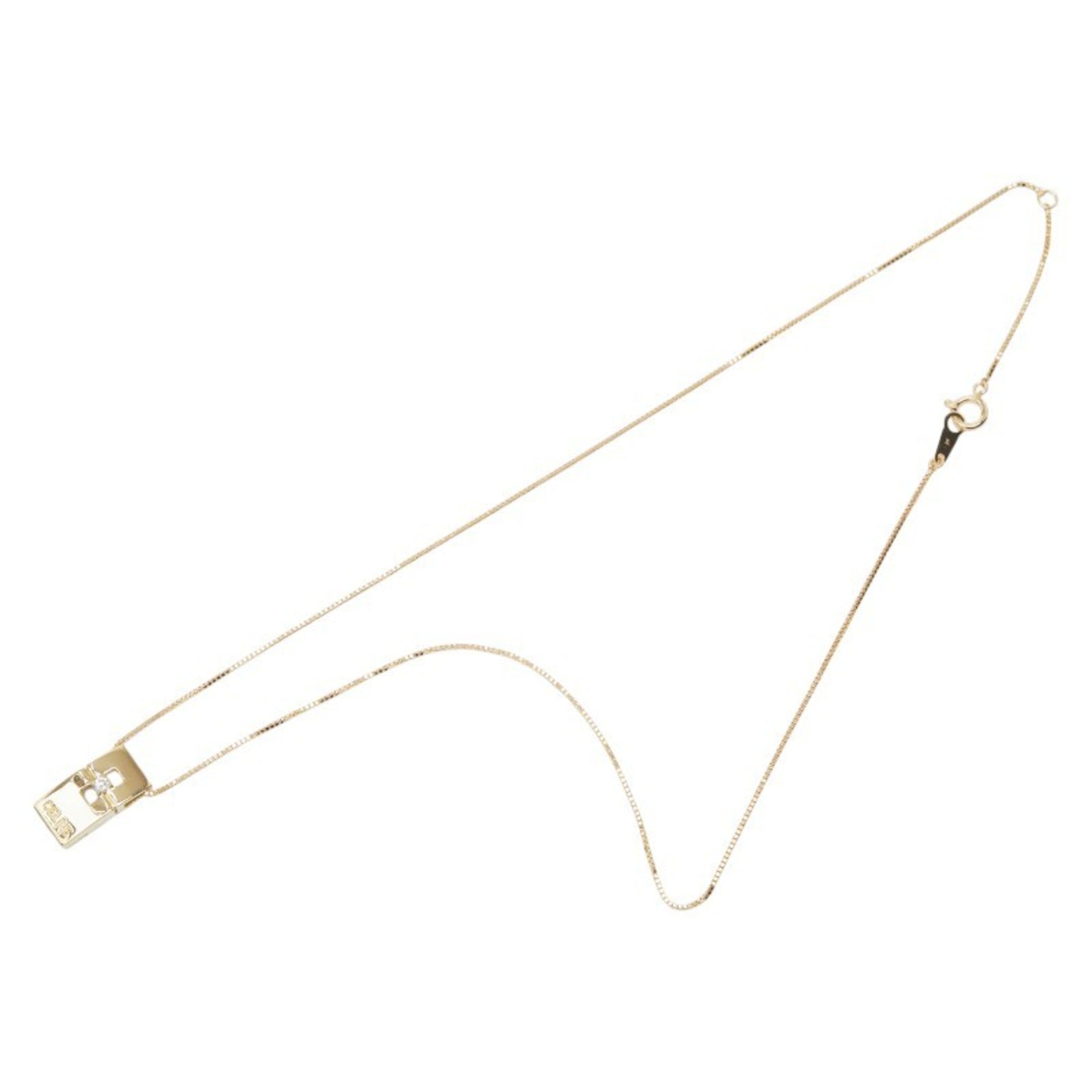 Celine 18K Yellow Gold Pendant Necklace with 0.05ct Diamond and 0.02ct Ruby for Women — Like New
