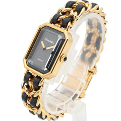 CHANEL Premiere Original Edition Watch, GP (Gold Plated), Leather, Women's, Black, H6951 — Very Good
