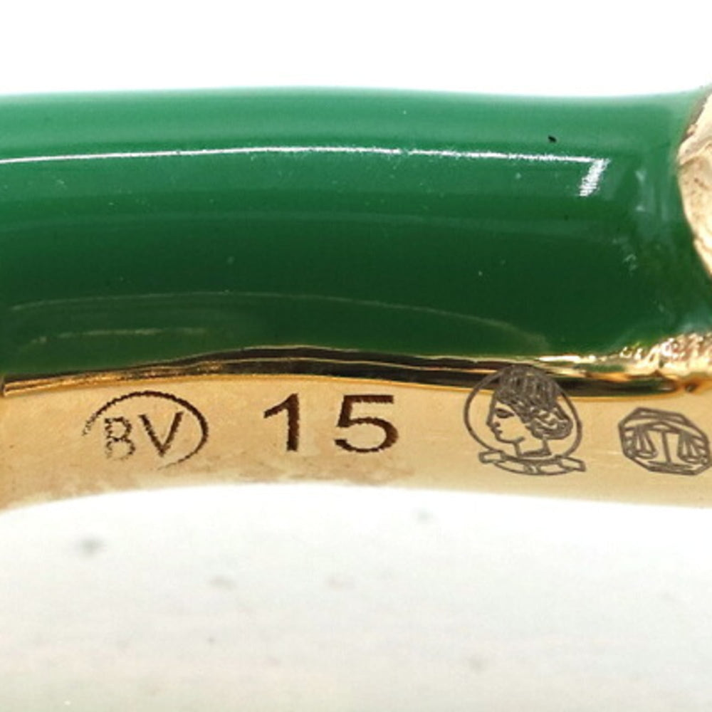 Bottega Veneta Paraquito Ring 666044, Gold, SV, Sterling Silver 925, Enamel, Green, Women's — Like New