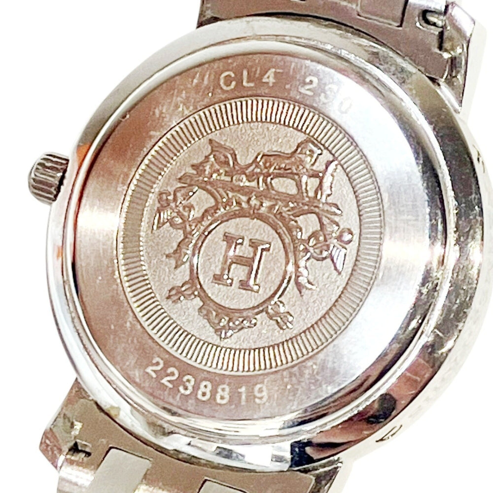 Hermes Clipper Nacre watch, total weight 42.8g, stainless steel, quartz movement, pink mother-of-pearl dial, CL4.230 — Good