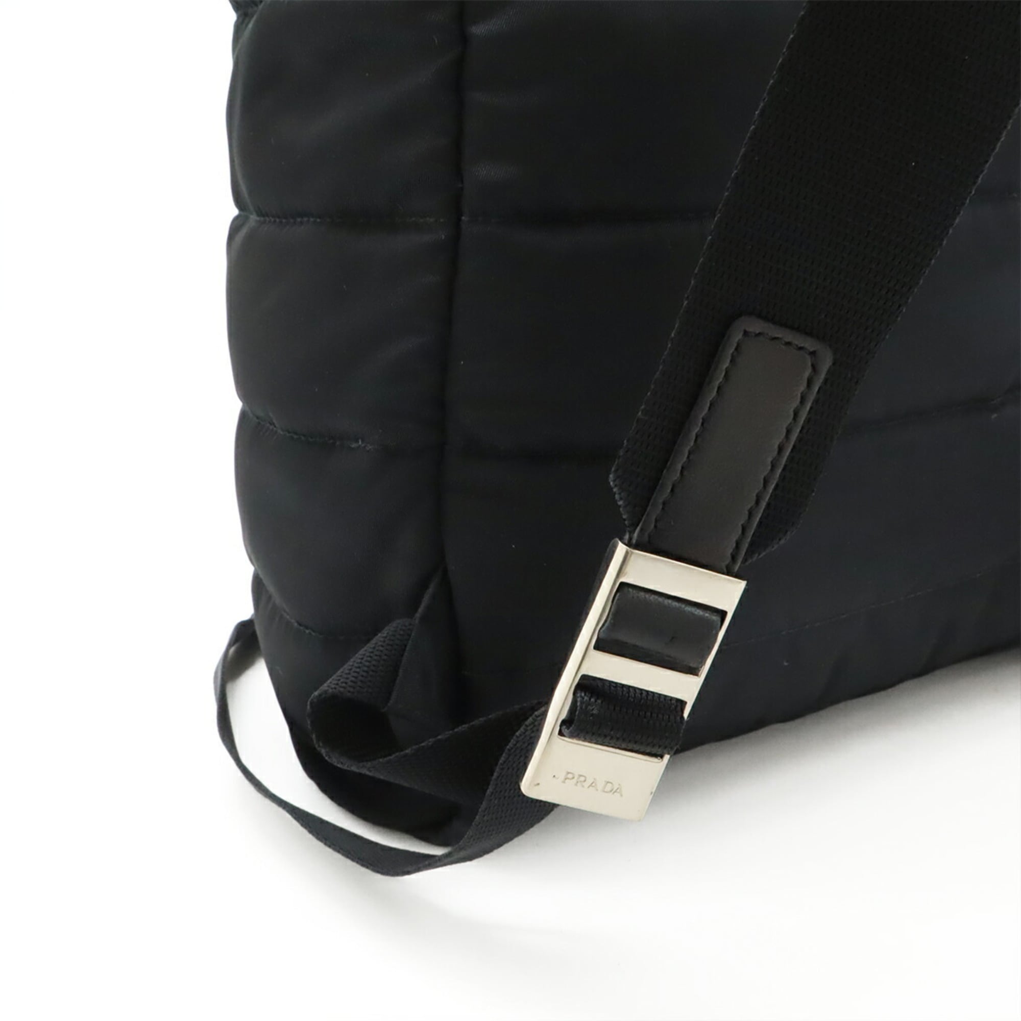 PRADA Triangle Backpack, Quilted Nylon and Leather, Black, 1BZ002