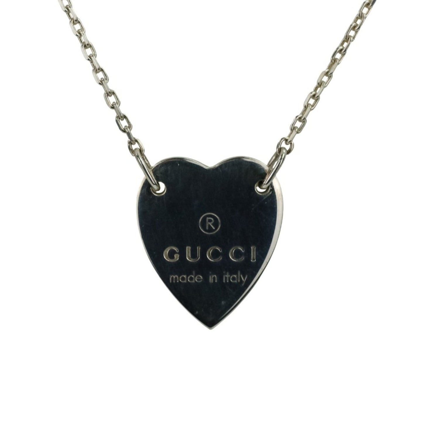 GUCCI Silver 925 Heart Motif Chain Necklace (Ag925) for Women