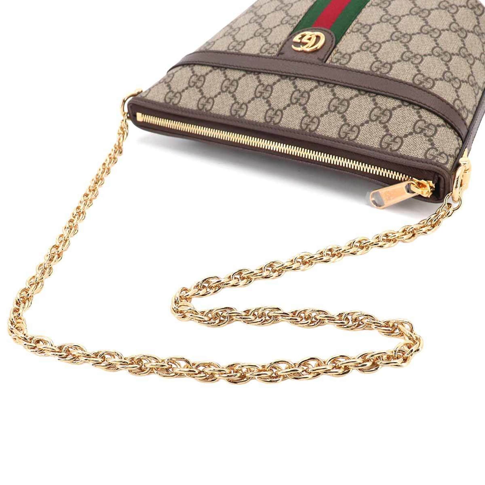 Gucci Ophidia Chain Shoulder Handbag, GG Supreme Canvas, Leather, Beige/Brown, 781397 Bag — New - Store Return