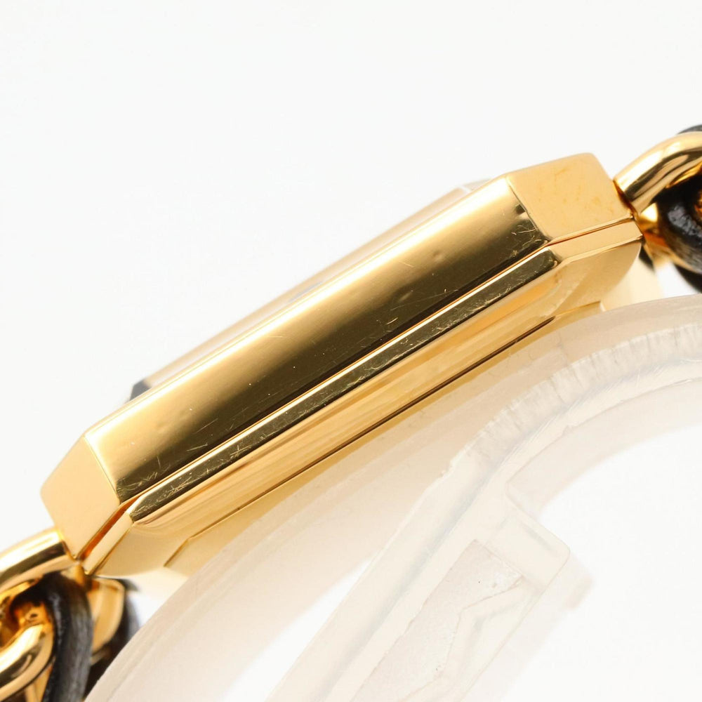 CHANEL Premiere S Watch, Gold-Plated, with Leather Strap, Black, Women's, H0001 — Very Good