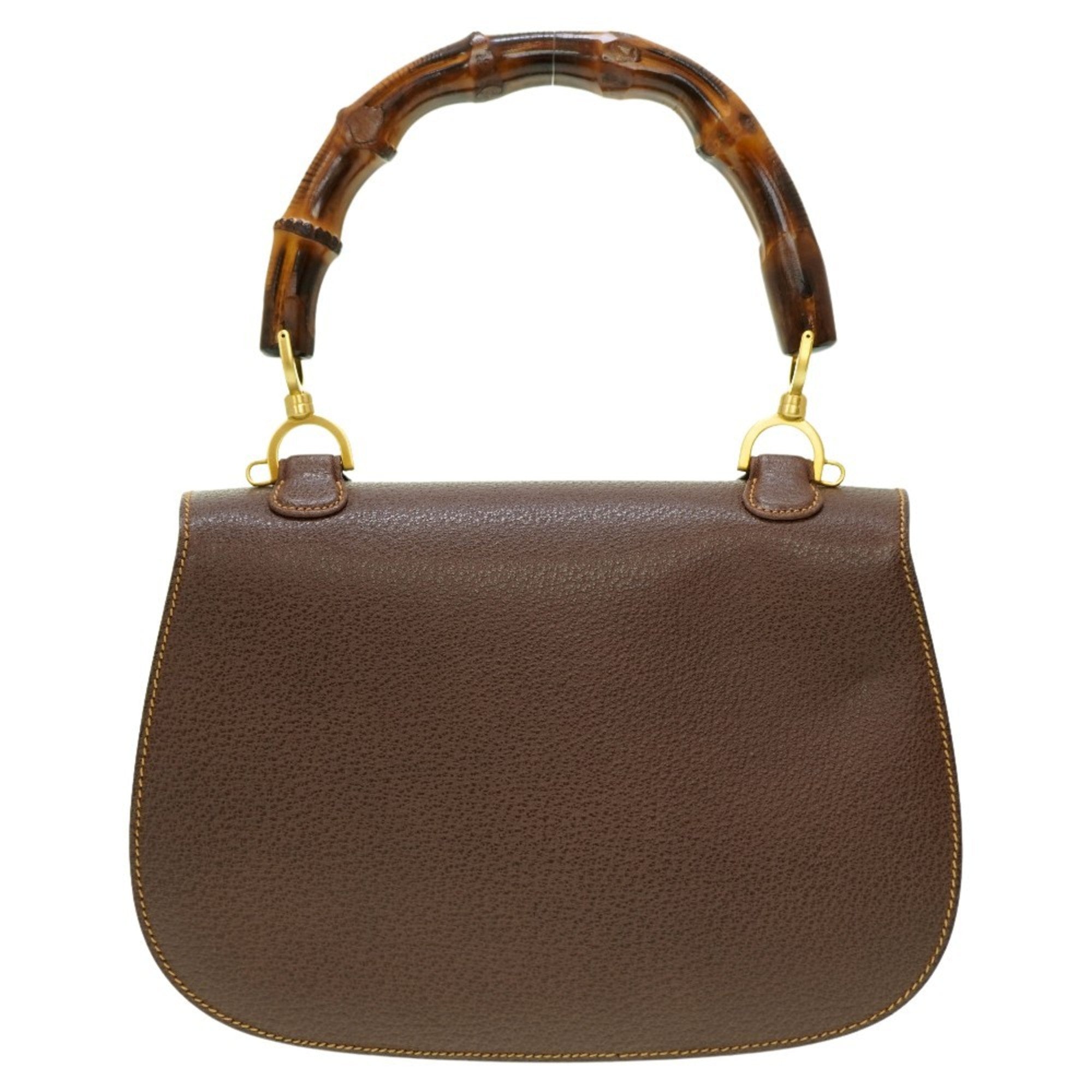 Gucci Bamboo Shoulder Handbag Leather Brown 0041GUCCI with shoulder strap 6B0041IEZ6 — Like New