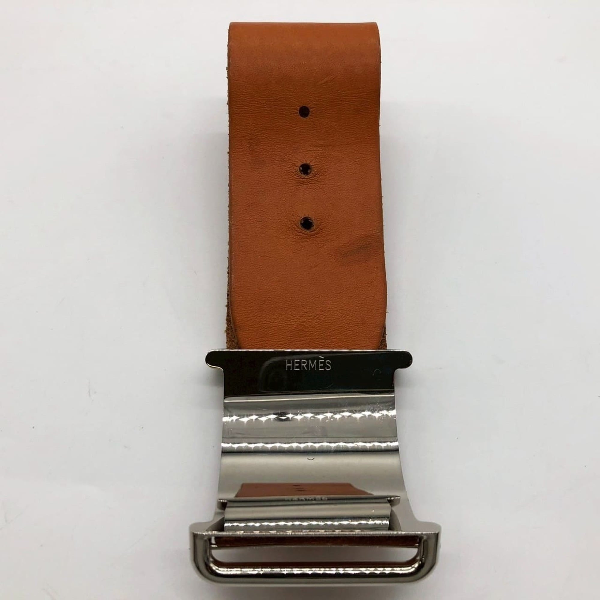 HERMES Hermès Api GM Leather Bracelet Bangle in Brown and Camel for Men Women