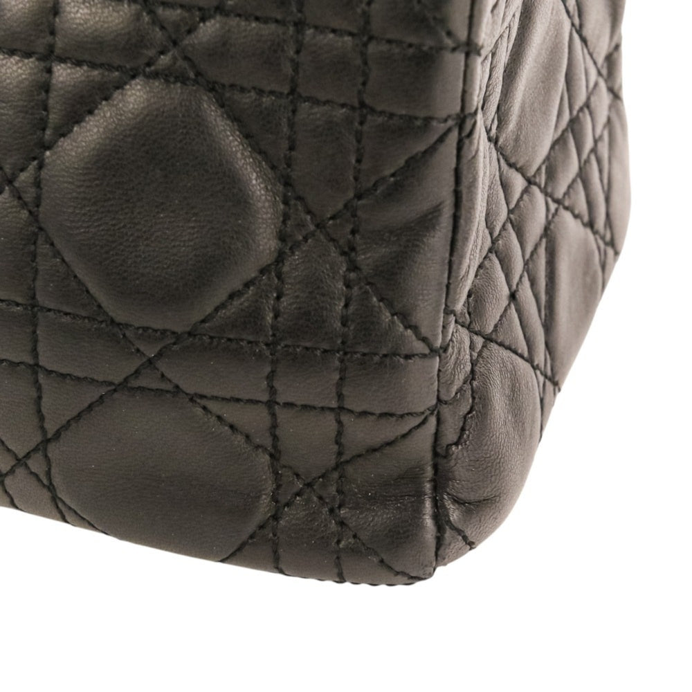 Christian Dior Lady Cannage Leather 2-way Handbag/Shoulder Bag, Black, Women's — Like New