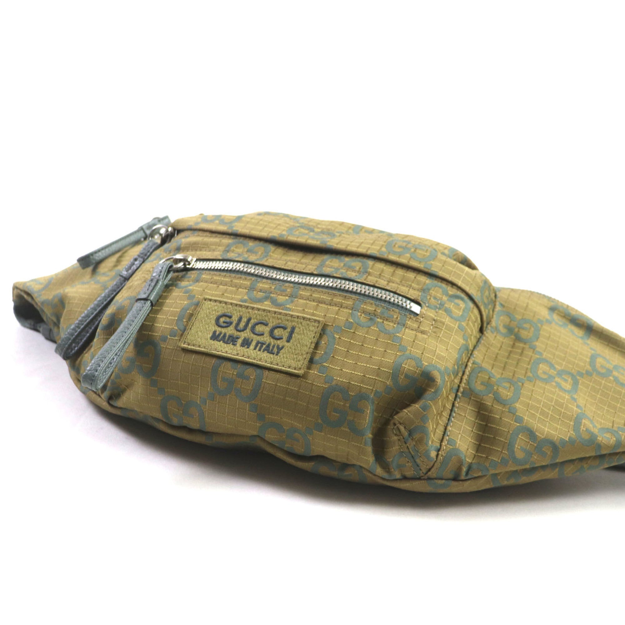 GUCCI 792287 GG Ripstop Belt Bag, Body Leather Waist Khaki, Includes Dust Made in Italy, Men's — Like New