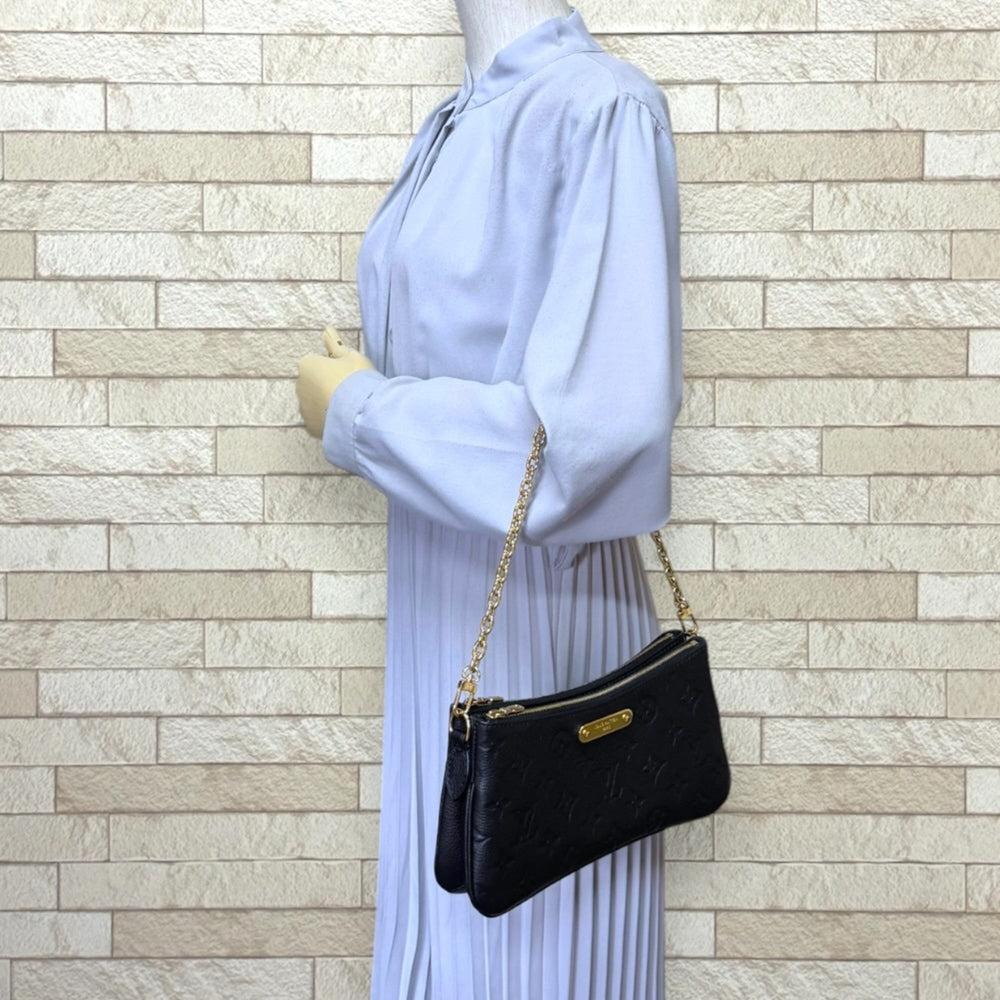 Louis Vuitton Pochette Rive Monogram Empreinte Shoulder Bag, M83301 Black, Women's LOUIS VUITTON — Like New