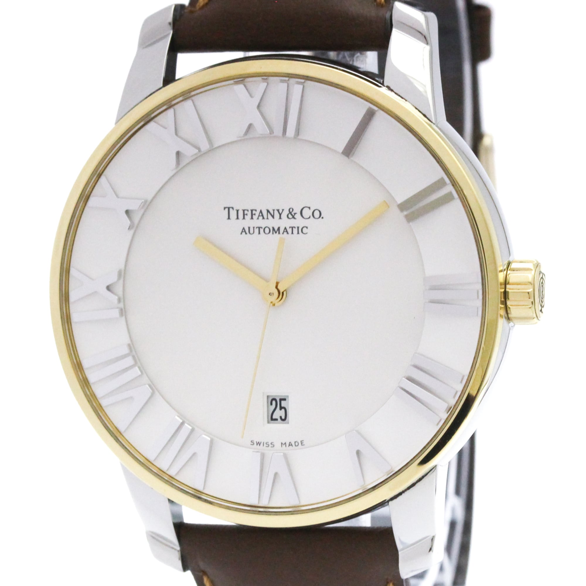 TIFFANY Atlas Dome Gold Plated Steel Automatic Mens Watch Z1800.68.15A21A00A Polished — Very Good