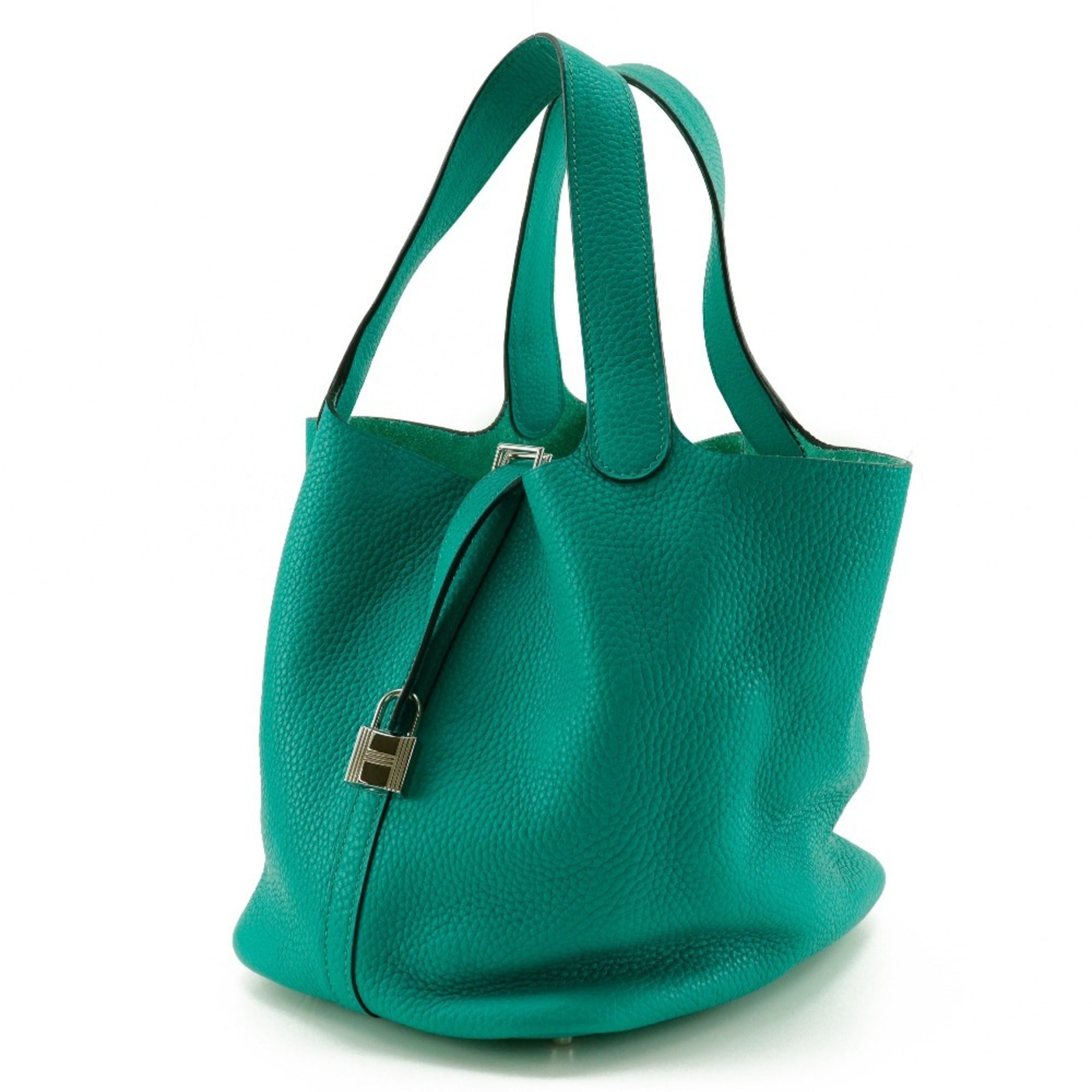 Hermes HERMES Picotin Lock MM Handbag Taurillon Clemence 2016 Green x Belt Clasp LockMM Women's