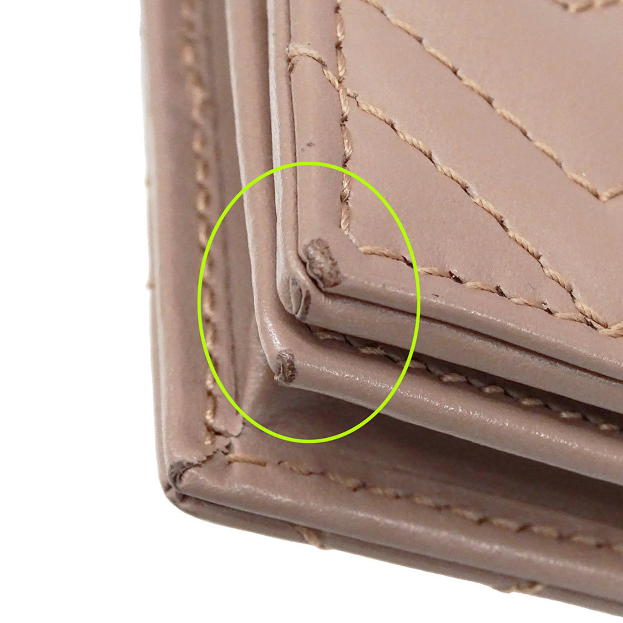 Gucci Women's Petit Marmont Bifold Wallet in Pink Beige Leather (466492) with Quilted Design